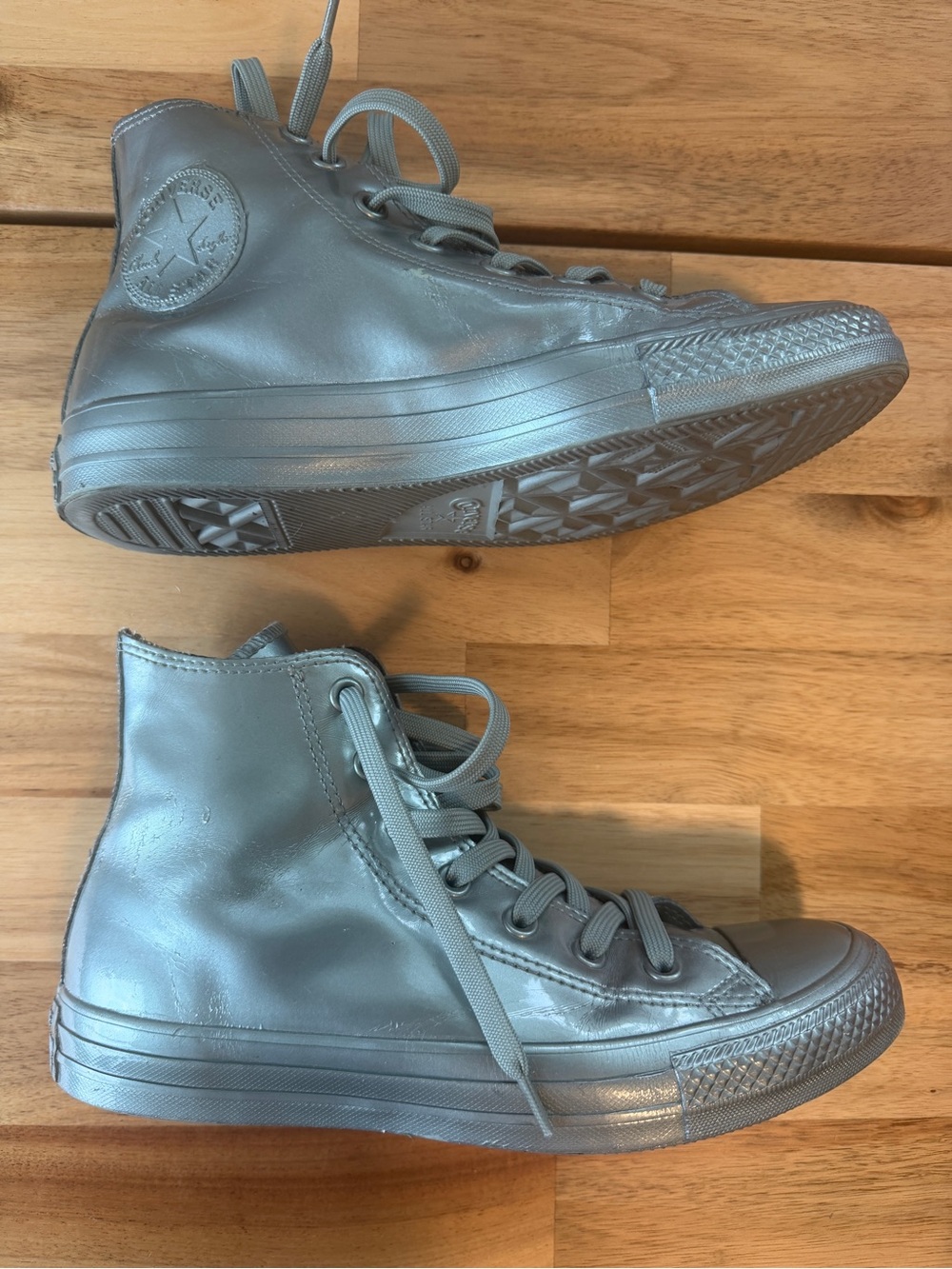 Converse women Metallic Gray High-Top Sneakers